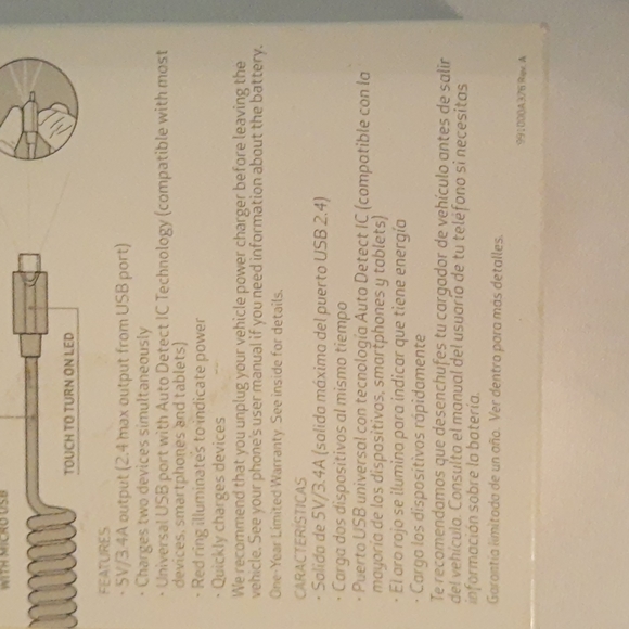 Verizon Micro USB Car Charger with dual output and LED Light NIP SEALED - Picture 4 of 10